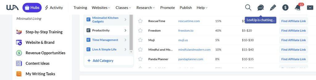 Revenue Opportunities, Wealthy Affiliate